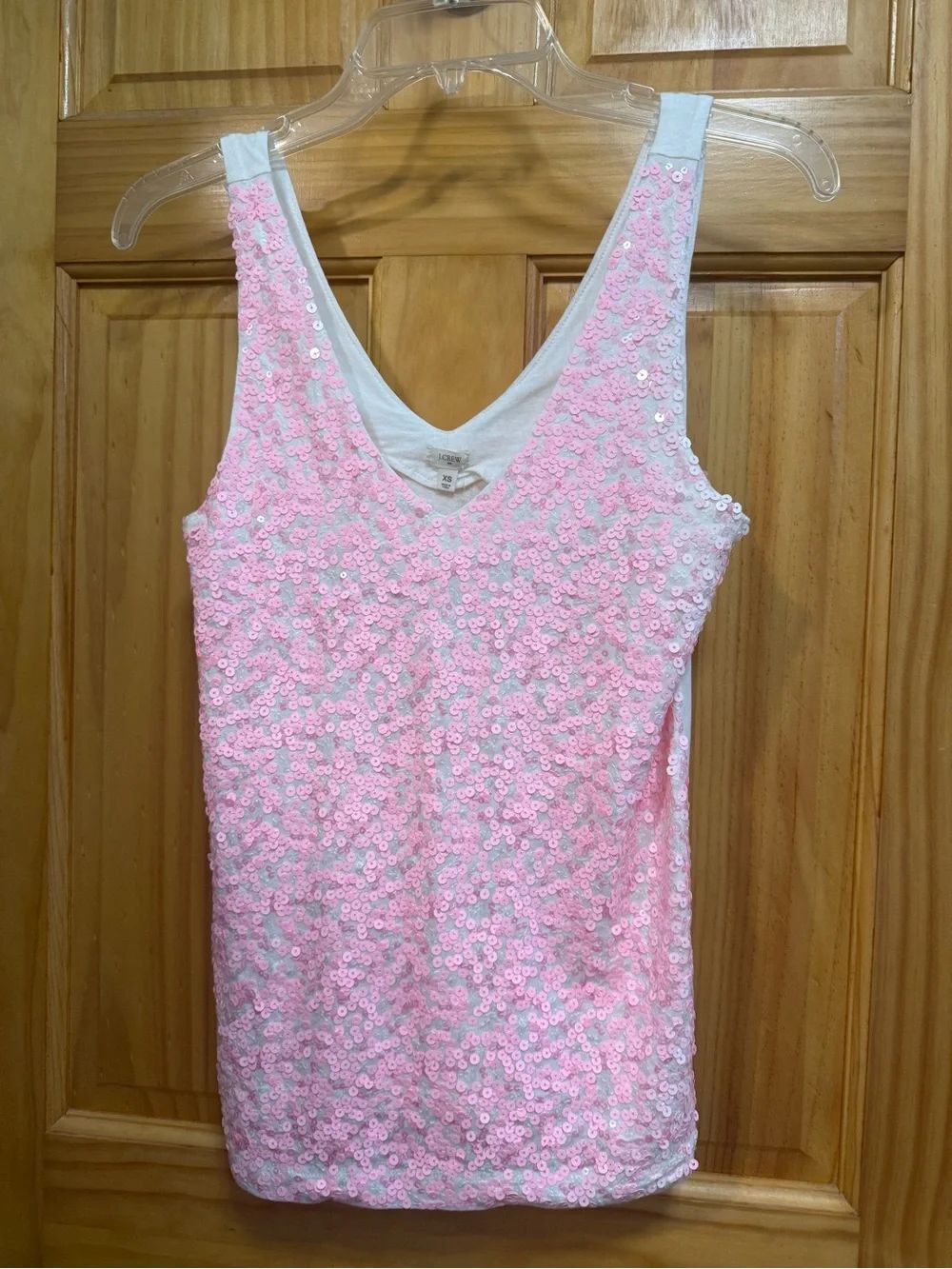 Vtg. NWT J. Crew Pink Sequin V-Neck Tank size XS